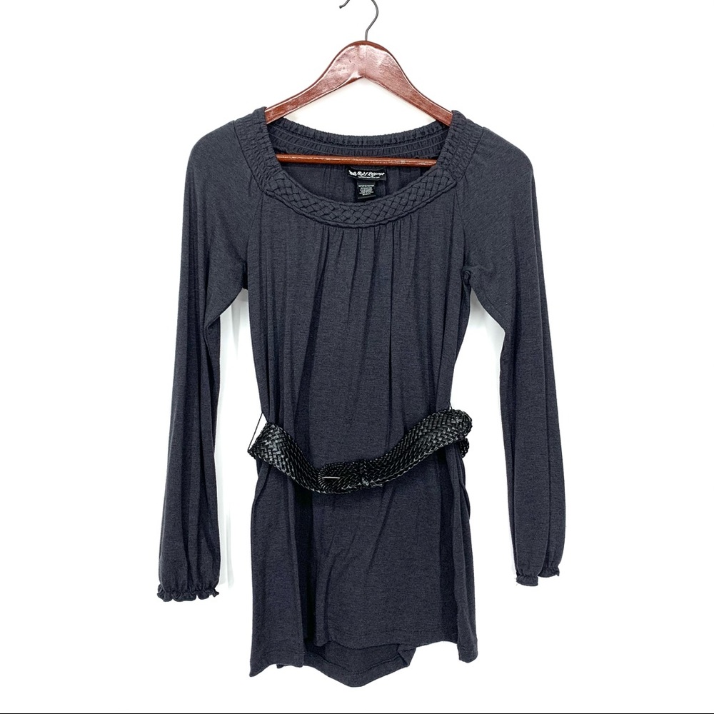 Leaving My Closet In December Self Esteem Gray Charcoal Long Sleeve Belted Tunic